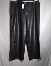 ELOQUII Pants Womens 22 Black Faux Leather Straight Leg With Split Hem P... - $35.54