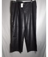 ELOQUII Pants Womens 22 Black Faux Leather Straight Leg With Split Hem P... - $35.54