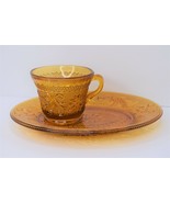 Vintage Tiara Amber Glass Indiana Glass Snack Plate &amp; Cup - $15.05 CAD