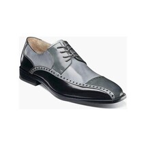 Stacy Adams Plaza Modified Cap Toe Oxford Shoes Leather Black Gray 25608-975 image 14