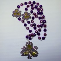 Mardi Gras Bead Necklace Krewe Of Iris Flower New Orleans Louisiana - £6.22 GBP