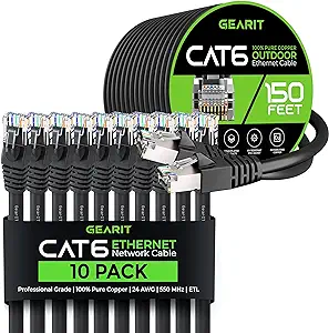 GearIT 10Pack 15ft Cat6 Ethernet Cable &amp; 150ft Cat6 Cable - $206.99