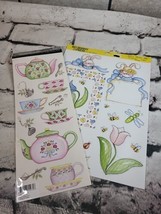 Vintage Scrapbooking Stickers Easter Bunnies Tea Party Spring Lot Of 2 S... - $11.88