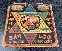 Vintage 50’s Chinese Checkers San Loo Metal Game Board With Box Clean - $34.65