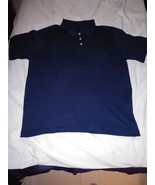 CHEROKEE Men&#39;s COLLARED Pullover Short sleeve SHIRT Navy Blue LARGE - $10.81 CAD