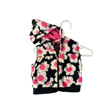 Carters Girls Infant baby Size 6 months black pink white flowers Vest Zi... - $10.88