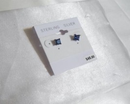 Department Store 1/4&quot; Sterling Silver Sapphire Stud Earrings R663 - £27.27 GBP