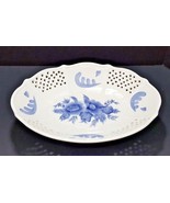 Blue Floral Footed Bowl Home Interiors With Lattice  12 1/2&quot; x 9&quot; x 3 1/2&quot; - $23.31 CAD