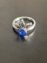 Imitation Blue Crystal Silver Plated Woman Ring Size 4 - £3.89 GBP