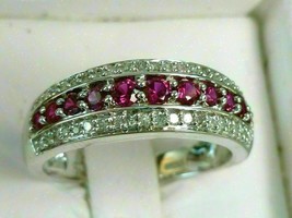 1.50 Ct Round Cut Simulated Ruby  Band Ring 925 Silver Gold Plated - £87.04 GBP