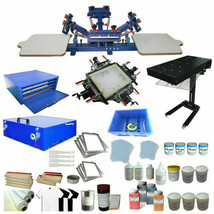 Updated Full Set 4 Color 2 Station Silk Screen Printing Kit Machine &amp; Pr... - £1,994.55 GBP