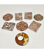 8 Oversized Granite Gneiss &amp; Agate Stone Beads Lot Round Square Flat - £20.10 GBP