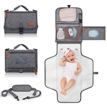 Portable Diaper Changing Pad for Newborns! Shoulder Strap, Waterproof Gray - £19.77 GBP