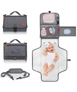 Portable Diaper Changing Pad for Newborns! Shoulder Strap, Waterproof Gray - £19.83 GBP