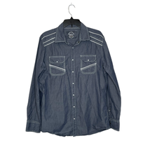 BKE Pearl Snap Western Shirt Size XL Standard Fit Blue White Striped 100% Cotton - £18.63 GBP