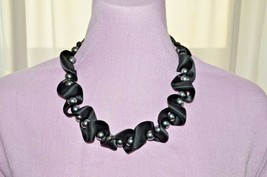 Black Faux Pearl Beaded Statement Necklace Fashion Costume Jewelry Chic Long Sho - £10.34 GBP