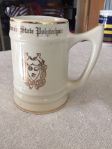 California State Polytechnic Ceramic Beer Mug Stein White &amp; Gold - WC Bunting Co - £27.14 GBP
