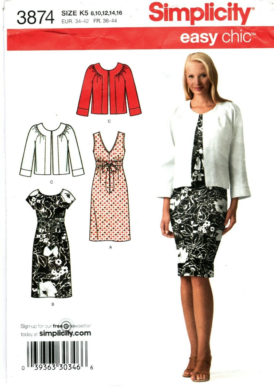 Primary image for Misses' DRESS & JACKET 2007 Simplicity Pattern 3874 Size 8-10-12