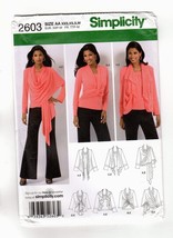 Simplicity 2603 Misses Knit Top & Cardi-Wrap w/ Front Variations XXS,XS,S,M CUT - £7.56 GBP