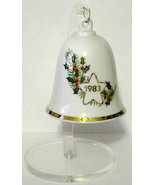 1983 Hallmark Porcelain Christmas Bell Holly Gold Trim Vintage Acrylic S... - £9.38 GBP