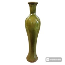 Vintage Art Pottery Vase Green Crackle Glaze Dramatic Elegant Heavy MCM 18” - £30.82 GBP