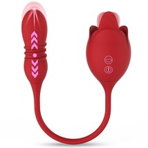 Rose Sex Toy Dildo Vibrator - 2in1 Rose Sex Stimulator for Women with 9 Tongue L - £32.02 GBP