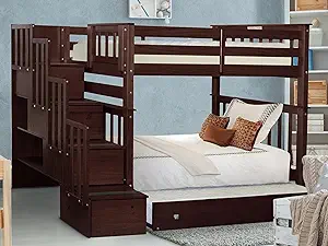 Bedz King Tall Stairway Bunk Beds Twin over Twin with 4 Drawers in the Steps and - £1,431.77 GBP