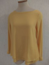 White House Black Market Women Yellow L/S Washable Blouse Size 0 Back De... - $12.64