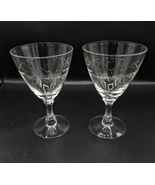 Set of 2 Vintage Fostoria Crystal Flower Etched Pattern Wine Glasses - £18.98 GBP