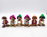 Lot Of 6 Mini Wooden Figures Playing Musical Instruments - $19.99