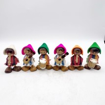 Lot Of 6 Mini Wooden Figures Playing Musical Instruments - £15.95 GBP
