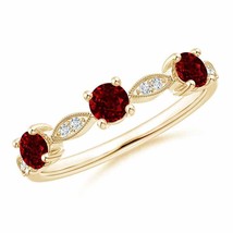 ANGARA Ruby &amp; Diamond Marquise and Dot Band in 14K Solid Gold - £1,138.85 GBP