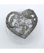 Vtg Rawcliffe Pewter1989 Potpourri Jar Heart Shaped Lid Mice Hearts Red ... - €5,88 EUR
