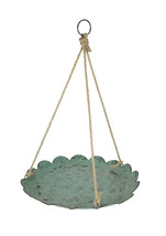 Verdigris Finish Metal and Rope Hanging Bird Feeder Farmhouse Decor - £38.60 GBP