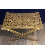 Vtg Metal Gold Coffee Table Figural Flowers Rectangular Heavy 27.5” X 18... - €339,57 EUR