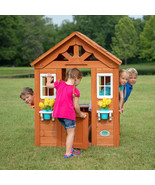 Wood Playhouse Kids Outdoor Cedar Backyard Play Cottage Children Large C... - £222.81 GBP