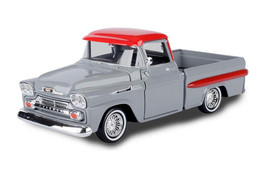 1958 Chevy Apache Fleetside Pickup Gray/Red 1/24 Scale Diecast Model Toy... - £47.03 GBP