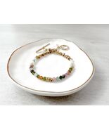 Watermelon Tourmaline, Jade, Moonstone Bracelet | Ethiopian Brass Heishi Beads - $78.00
