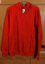Vintage 80s Zip Up Hooded Blank Sweatshirt RED Hoodie USA Men&#39;s Size XL - £20.39 GBP