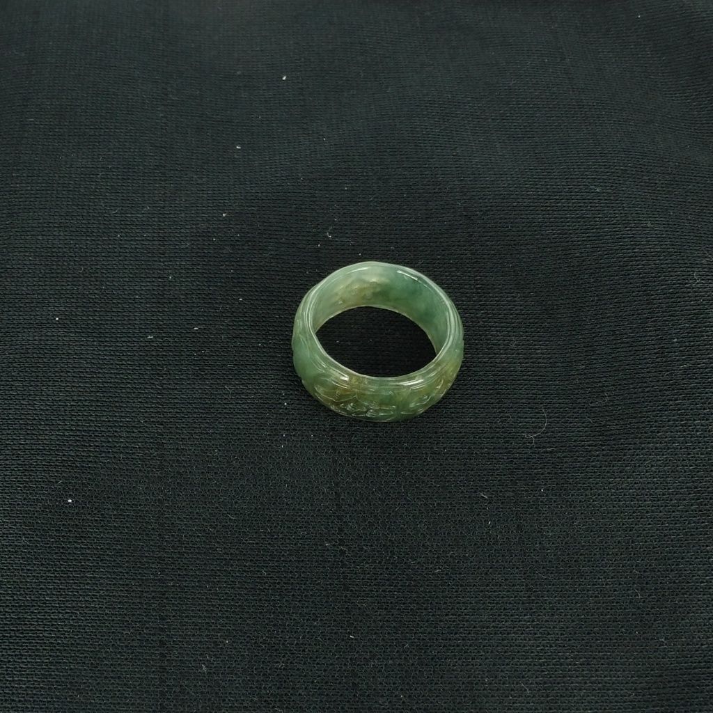 Primary image for Green 100% Natural A Jadeite (Hard Jade) Ruyi Coin Ring Size 6 #CJ07820