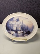 Thomas Kinkade VICTORIAN CHRISTMAS Oval Ceramic Trivet 8.75&quot; Hallmark - $8.10