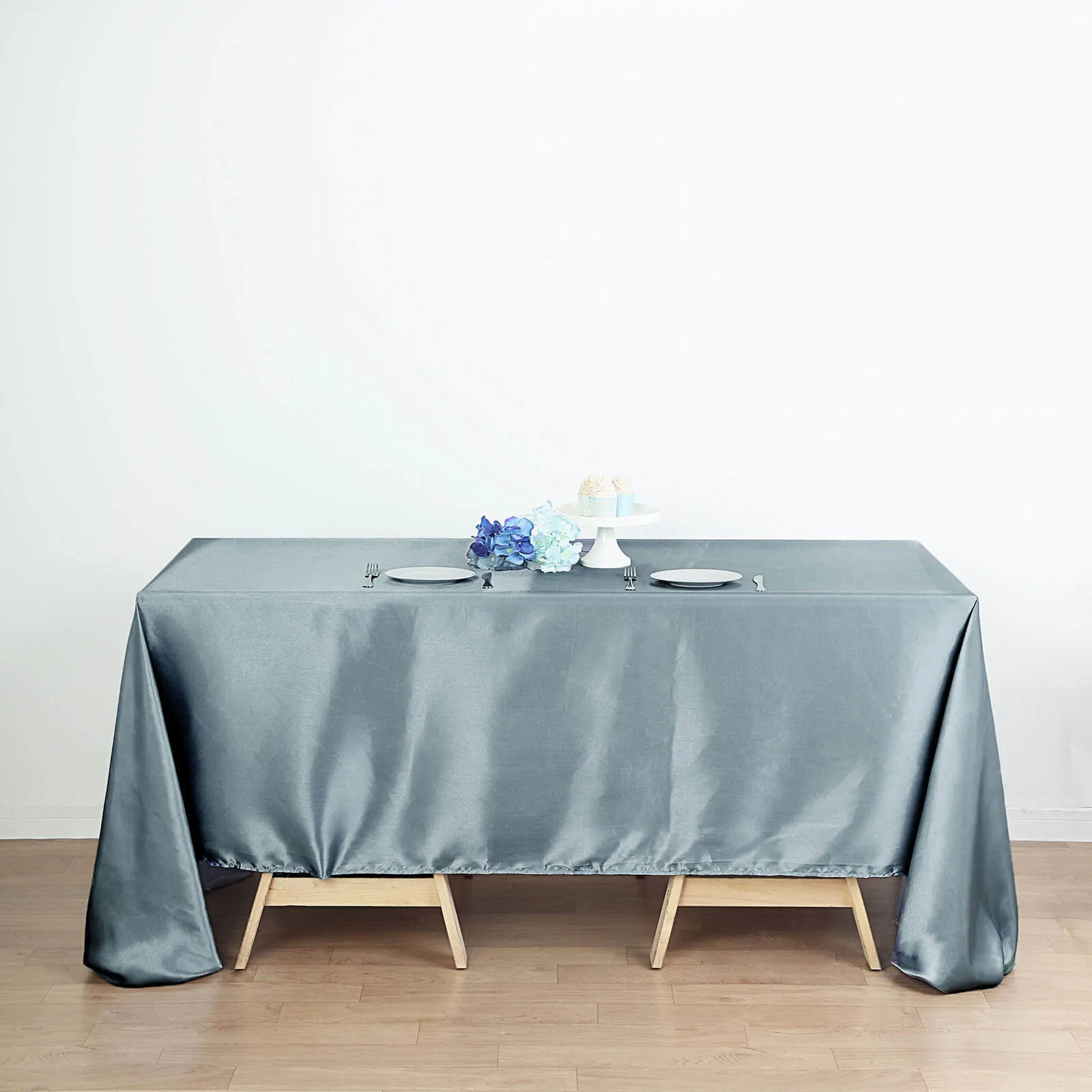 Dusty Blue - Satin - 60x126&quot; Tablecloth  Rectangle Satin Wedding Party B... - £17.53 GBP