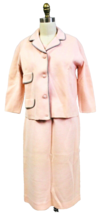 VTG 1960s Gina MTA Torino Italy Wool Knit 3PC Skirt Suit Peach Pink Sz M - $138.60
