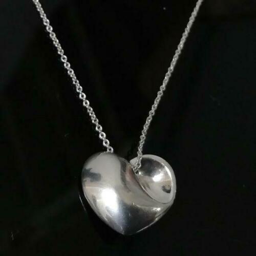 Tiffany & Co. Fold Heart Necklace Sterling Silver Perfect Gift Free Shipping - $102.89