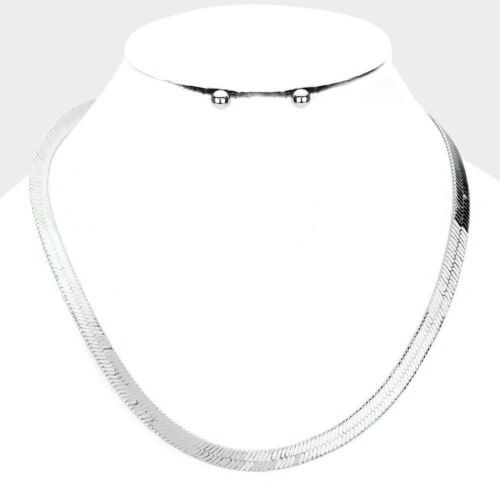 Primary image for Silver Snake Style Chain Metal Casual Simple Necklace Fashion Jewelry Set Trendy