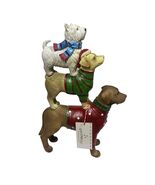 Queenwest Trading Co Stacked Christmas Dogs Figurine Terrier Labrador NE... - $34.53 CAD