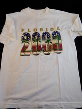 Vintage T-Shirt FLORIDA 2000 Size Medium White Cotton Shirt Beach Palm T... - $21.77