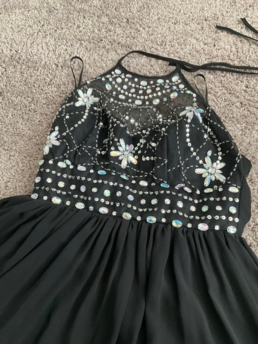 Women’s Fit and Flare Black Sequin Dress (Juniors 7/8) Item image 2
