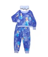 Frozen Girl&#39;s Elsa Velvety Soft Purple Print Pajama Set with Headband - $463.47 MXN