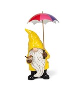 Yellow Raincoat Gnome Statue with Umbrella Beard Black Boots 13.5&quot; High ... - £36.49 GBP
